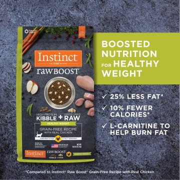 Instinct Raw Boost Kibble + Raw Freeze Dried Healthy Weight Grain-Free Recipe with Real Chicken Dry Food 4.5lb